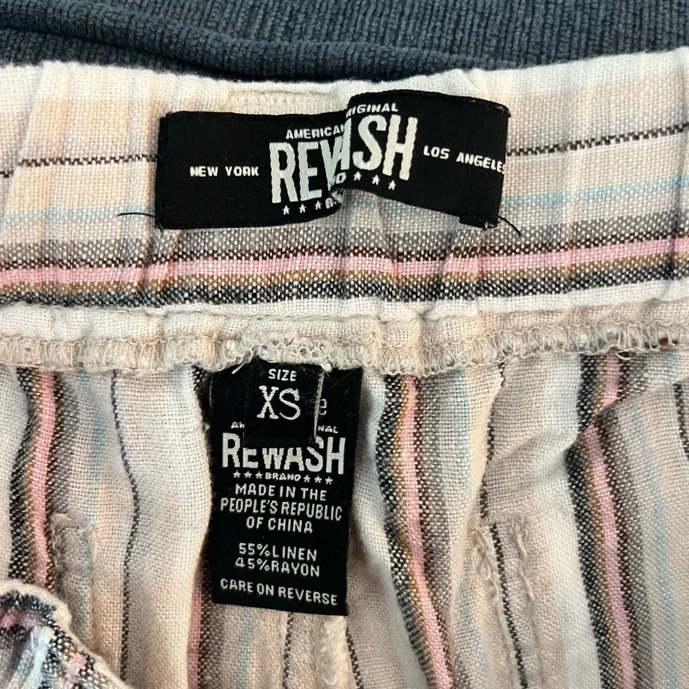 Rewash (Macy’s) brand striped linen blend boho wide leg pants size XS EUC‎